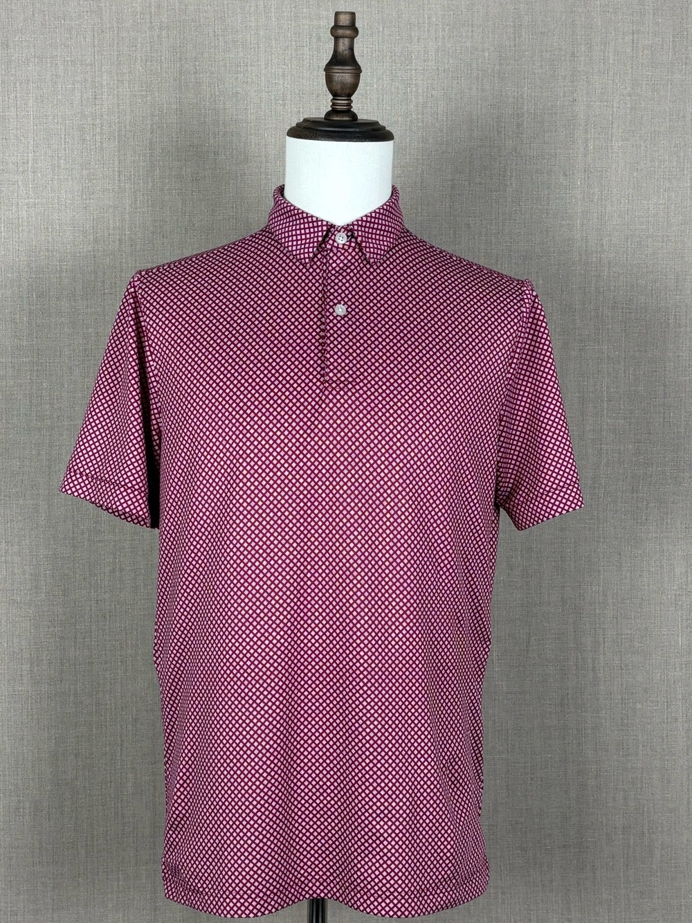 Mizzen+Main Men’s Burgundy Geometric Performance Golf Polo M